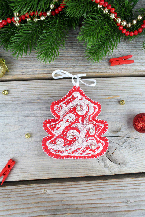 Christmas Cross Stitch Kit, Winter Frost Christmas Tree Design, MP Studia, Aida Fabric, Cotton Threads, Beginner-Friendly DIY Decor-set