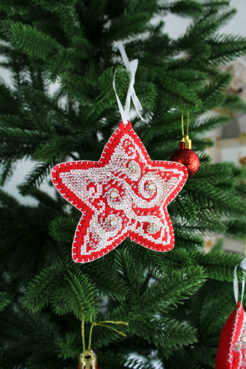 Cross Stitch Embroidery Kit with Winter Frost Patterns and Small Star, MP Studia, Includes Canvas, Threads, Needle and Instructions