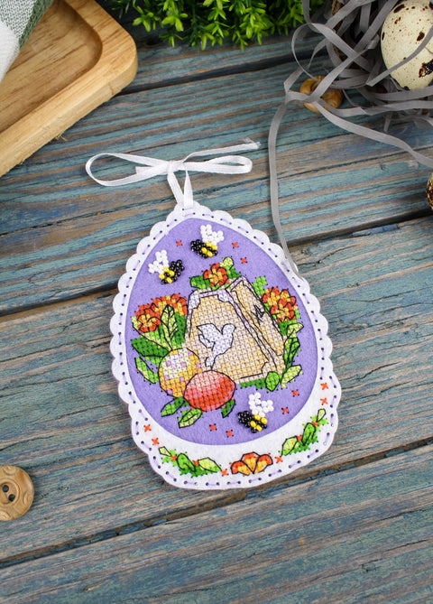 Easter Cross Stitch Embroidery Kit 11x8 cm, Beginner-Friendly Spring Craft Set by MP Studia with Cotton Threads, Needle and Pattern