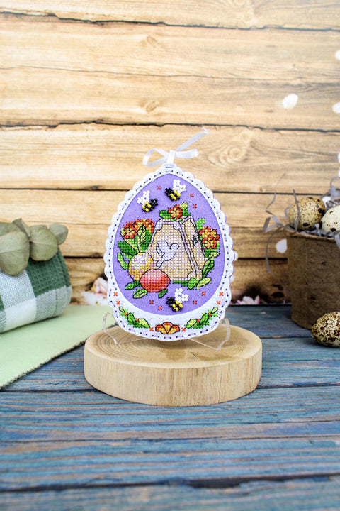Easter Cross Stitch Embroidery Kit 11x8 cm, Beginner-Friendly Spring Craft Set by MP Studia with Cotton Threads, Needle and Pattern
