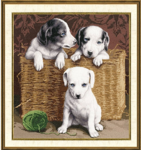 NL026 Puppies Cross Stitch Kit from Golden Fleece