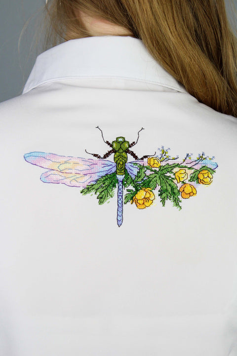 Water-Soluble Cross Stitch Canvas Flower and Dragonfly Motif, MP Studia, 9 × 17 cm, White/Clear, For Fabric Embroidery