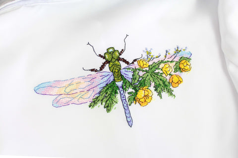 Water-Soluble Cross Stitch Canvas Flower and Dragonfly Motif, MP Studia, 9 × 17 cm, White/Clear, For Fabric Embroidery