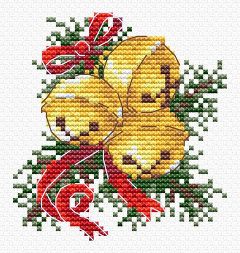 Bell Motif Cross Stitch Kit with Water-Soluble Canvas, MP Studia, Multicolor Threads, Needle, Pattern and Instructions