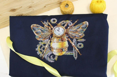 Bumblebee Cross Stitch Embroidery Kit with Water-Soluble Canvas, MP Studia, Cotton Threads and Needle for Clothing and Textiles