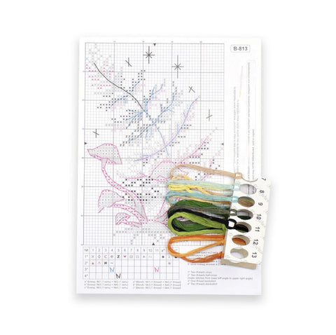 Water-Soluble Canvas Cross Stitch Kit, Forest Motif, MP Studia, for Clothing and Home Textiles