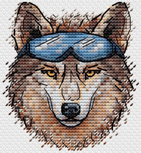 Wolf Cross Stitch Embroidery Kit with Wash-Away Aida Canvas, Cotton Floss, Needle, Pattern and Instructions by MP Studia
