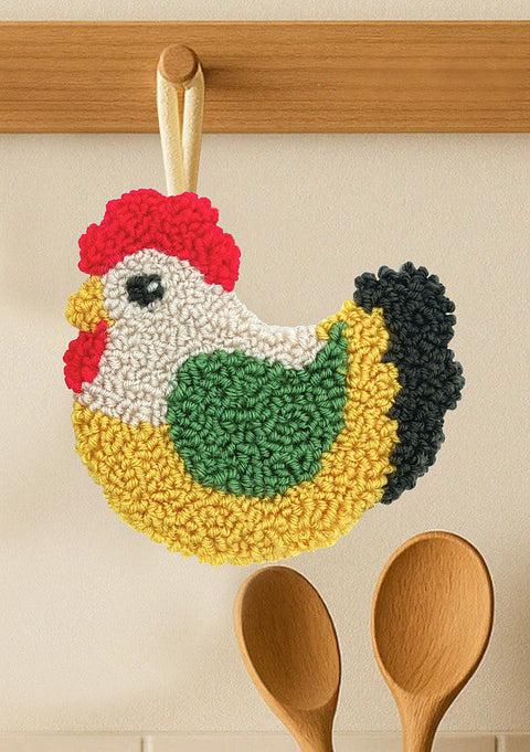 Chicken Cross Stitch Kit for Beginners, Oven, 13.5 × 12.5 cm Finished Size, Farmhouse Motif DIY Embroidery Project