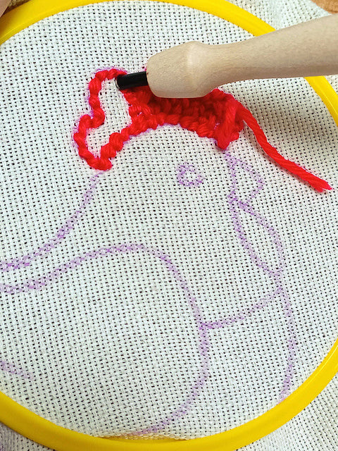Chicken Cross Stitch Kit for Beginners, Oven, 13.5 × 12.5 cm Finished Size, Farmhouse Motif DIY Embroidery Project