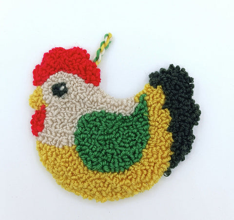 Chicken Cross Stitch Kit for Beginners, Oven, 13.5 × 12.5 cm Finished Size, Farmhouse Motif DIY Embroidery Project