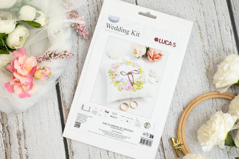 Luca-S Flowers of Destiny Wedding Cross Stitch Kit 11x11cm 28ct Lugana Canvas