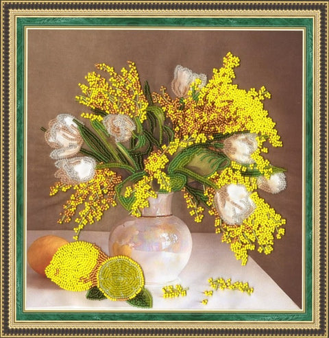 RT007 Mimosa and tulips Cross Stitch Kit from Golden Fleece