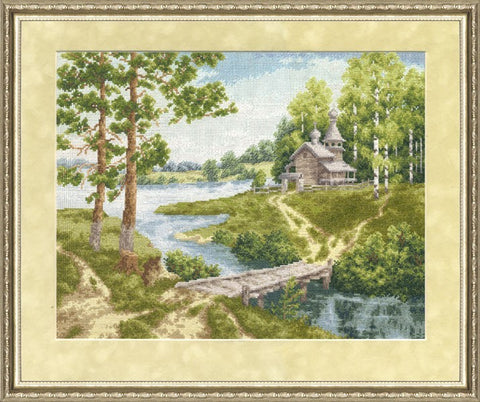 VM014 Chapel near the river Cross Stitch Kit from Golden Fleece