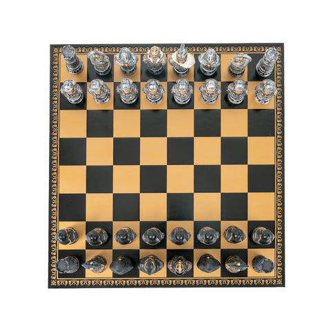 SKELETON Warriors: Unique Handpainted Chess Set with Leatherette Chessboard