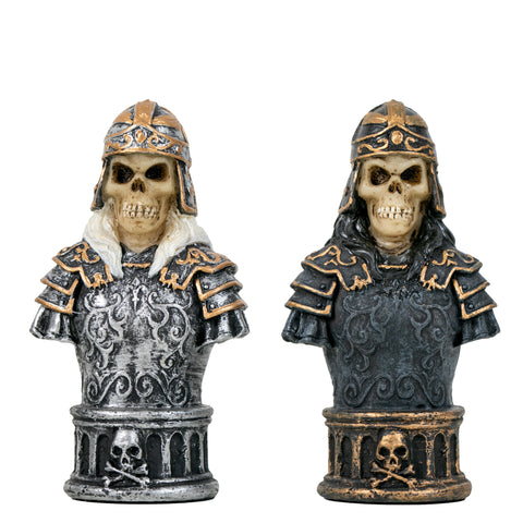 SKELETON Warriors: Unique Handpainted Chess Set with Leatherette Chessboard