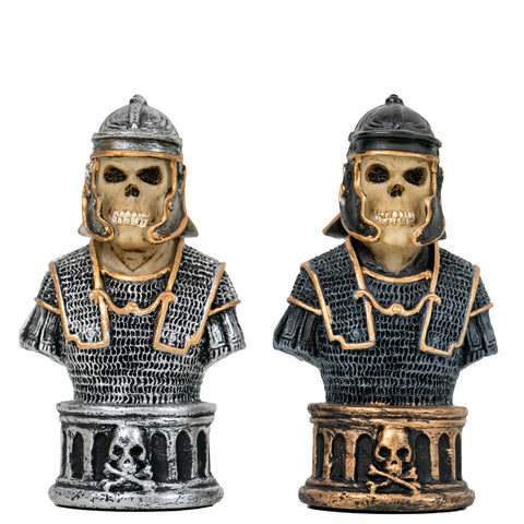 SKELETON Warriors: Unique Handpainted Chess Set with Leatherette Chessboard