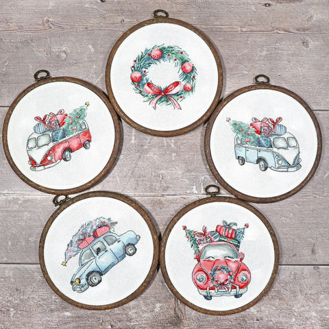 Christmas Retro Cars SLETI965 - Cross Stitch Kit