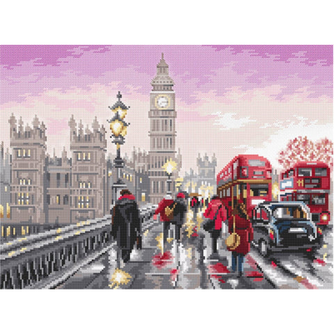 Westminster Bridge Cross Stitch Kit, LetiStitch Cities Collection, 12.5 x 9.1 in, Zweigart Aida 16ct, Anchor Cotton Threads