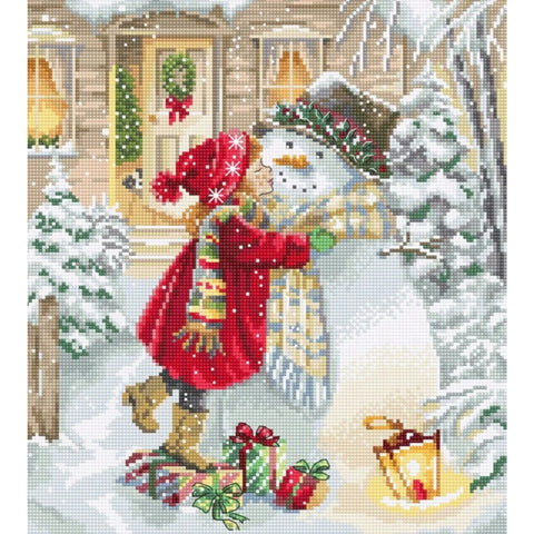 Winter Playtime Cross Stitch Kit, LetiStitch 26x23cm, Zweigart Aida 16ct, Anchor Cotton Threads