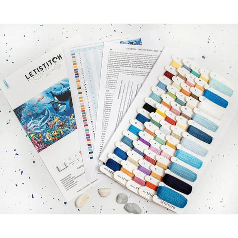Underwater Ballet Cross Stitch Kit, LetiStitch, 50 x 26 cm, Zweigart Aida 16ct, Anchor Cotton Threads, Advanced Beginner