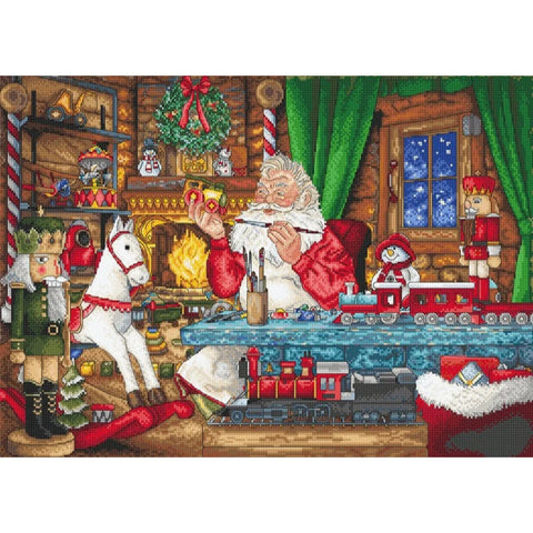 Christmas Cross Stitch Kit, Getting Ready for Christmas, LetiStitch, 42 x 30 cm, Zweigart Aida 16ct, Anchor Cotton Threads