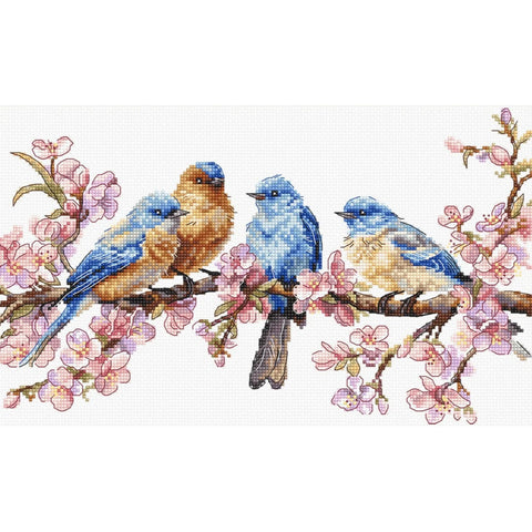 LetiStitch Spring Bloom Cross Stitch Kit, 16 x 27 cm, Zweigart Aida 16ct, Anchor Cotton Threads, Floral Design