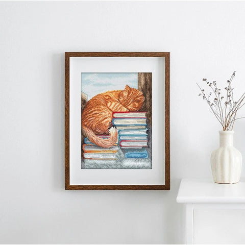 Afternoon Nap Cross Stitch Embroidery Kit, LetiStitch, 18 x 24 cm, Zweigart Aida 16ct, Anchor Cotton Threads