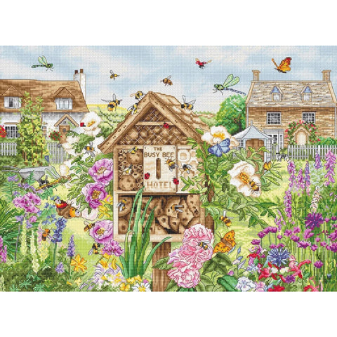 Busy Bee Hotel Cross Stitch Kit 41x30 cm, LetiStitch, Zweigart Aida 16ct, 100% Anchor Cotton Threads, Luca-S