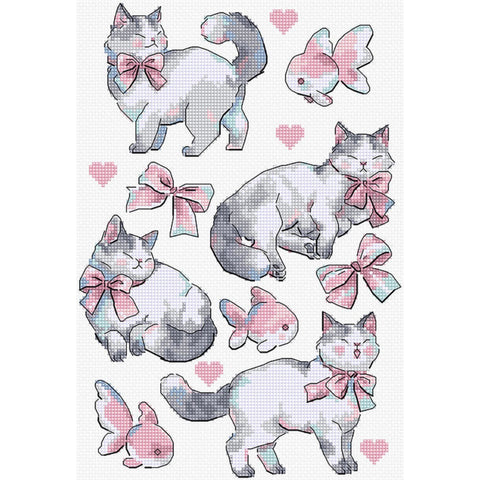 Pink Dreams Cross Stitch Kit 17x24 cm, LetiStitch, Zweigart Aida 16ct, Luca-S Cotton Threads, Black Symbol Chart