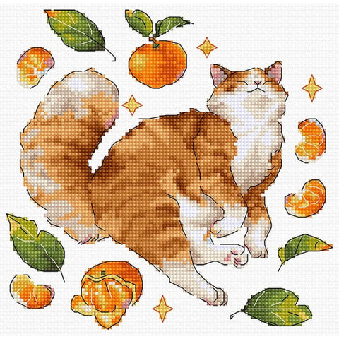 LetiStitch Ginger Cross Stitch Embroidery Kit, 15 x 15 cm, Zweigart Aida 16ct, 100% Cotton Threads, Black Symbol Chart