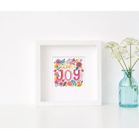 Choose Joy Cross Stitch Kit, 15 x 14 cm, LetiStitch, Zweigart Aida 16ct, 100% Luca-S Cotton Threads