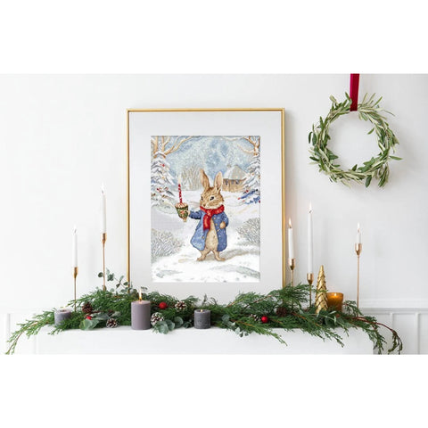 Christmas Caroling Cross Stitch Kit 21 x 27 cm, LetiStitch, Zweigart Aida 16ct, Luca-S Cotton Threads