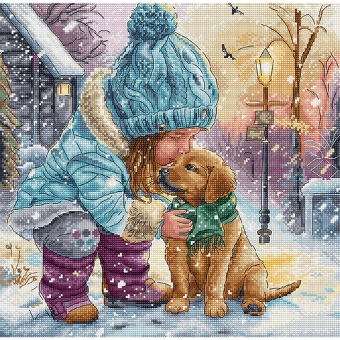 Letistitch Best Friends Cross Stitch Kit, Multicolor Design, 28 × 27 cm, Beginner-Friendly Embroidery Set for Framing and Wall Decor