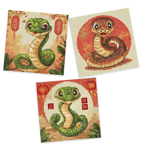 Cross Stitch Kit with Snake Design, Letistitch, 15.6 × 15.6 cm, Multicolor Embroidery Set with Fabric, Threads, Needle and Pattern