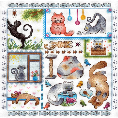 Cat Motif Cross Stitch Kit