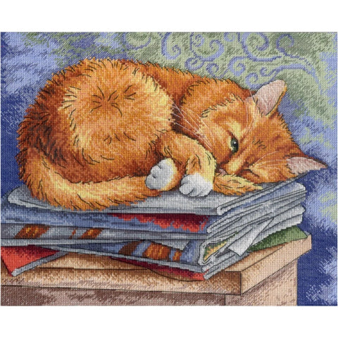 Studying Cat SNV-595 cross stitch kit by MP Studio
