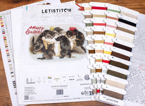 Cross Stitch Embroidery Kit “So Delicious” by LetiStitch, 27x17 cm, Zweigart Aida 16ct, Anchor Cotton Threads, Intermediate