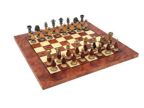 Solid Brass and Wood Chess Set with Luxurious Elm Wood game Board