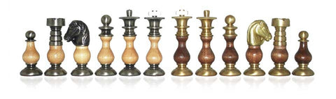 Solid Brass and Wood Chess Set with Luxurious Elm Wood game Board