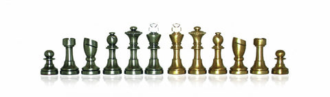 Solid Brass Chess Pieces with Unique Hand Inlaid Wooden Chess Board