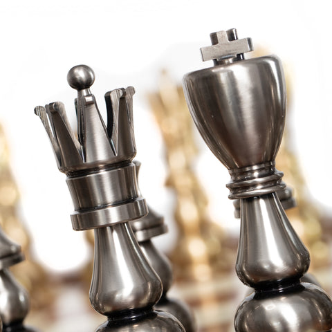 Solid Brass Chess Set with Beautiful Beech Wood Chess Table