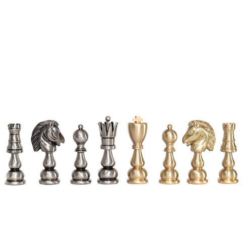 Solid Brass Chess Set with Beautiful Beech Wood Chess Table