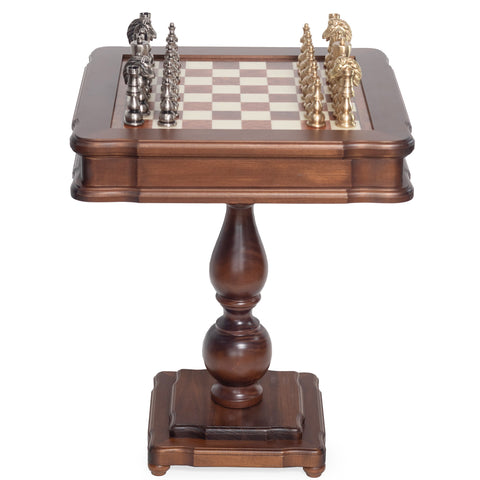 Solid Brass Chess Set with Beautiful Beech Wood Chess Table