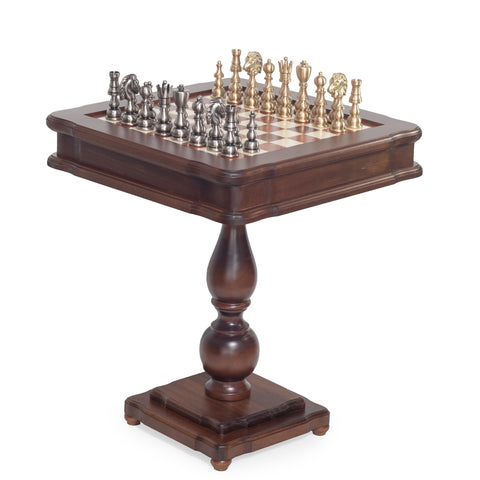 Solid Brass Chess Set with Beautiful Beech Wood Chess Table