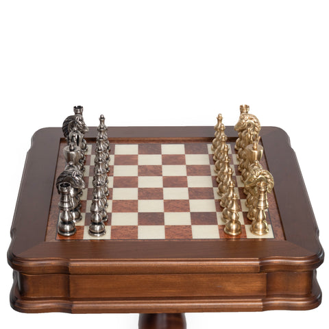 Solid Brass Chess Set with Beautiful Beech Wood Chess Table