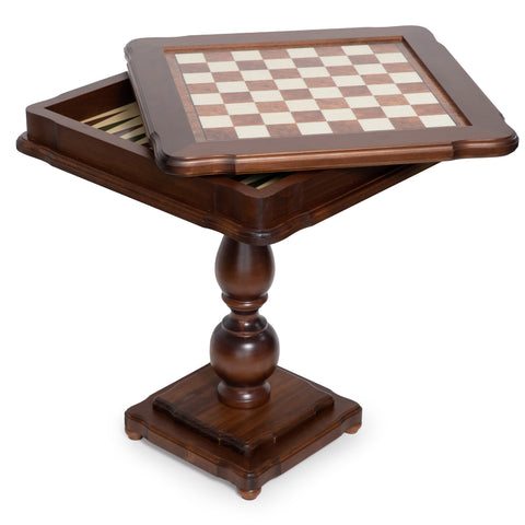 Solid Brass Chess Set with Beautiful Beech Wood Chess Table