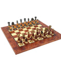 Solid Brass and Wood Chess Set with Luxurious Elm Wood game Board
