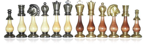 Solid Brass & Wood Chess Set with Luxurious Briar Elm Wood Game Board