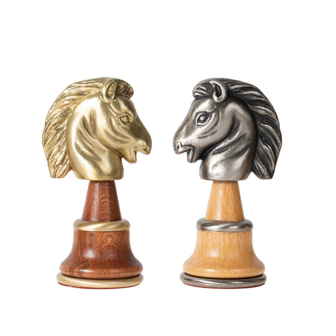 Solid Brass & Wood Chess Set with Luxurious Elm Wood Game Board