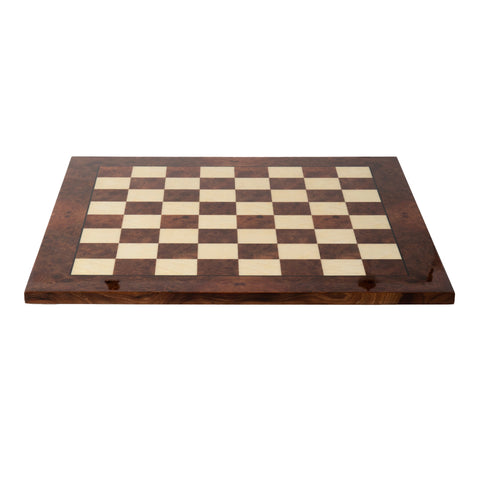 Solid Brass & Wood Chess Set with Luxurious Elm Wood Game Board